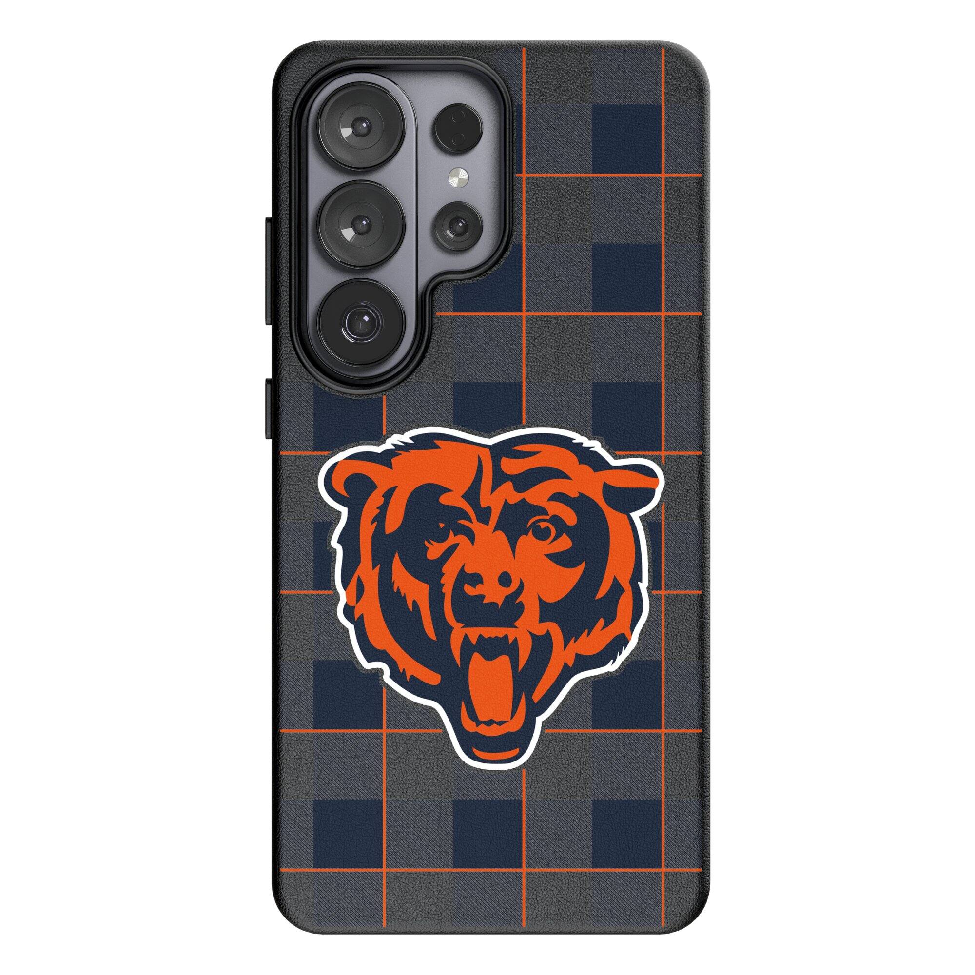 Front. Keyscaper - Chicago Bears Plaid Galaxy Magnetic Bump Case - S24 - Black.