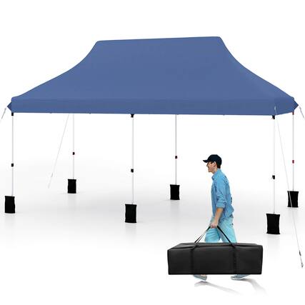 Front. Costway - Costway 10 x 20 FT Pop-up Canopy UPF50+ Sun Protection Tent with Carrying Bag - Blue.