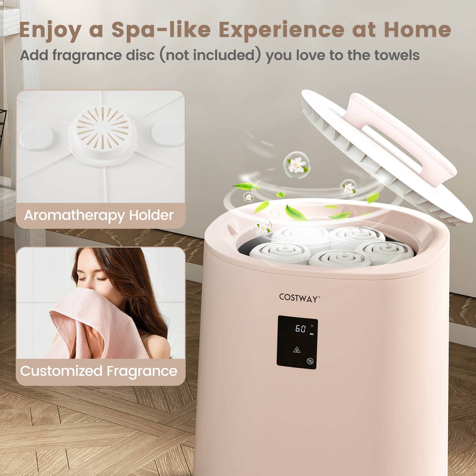 Enjoy a Spa-like Experience at Home  
Add fragrance disc (not included) you love to the towels  

Aromatherapy Holder  

Customized Fragrance  

COSTWAY  
60°