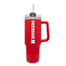 The Fanatic Group - Nebraska Huskers 40oz. Stainless Tumbler with Handle & Removable Straw - Red