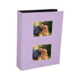 Unique Bargains - Photo Album 8.9x6.9 Inch 200 Photos Linen Cover Photo Book with Display Window for Family Wedding Anniversary - Purple