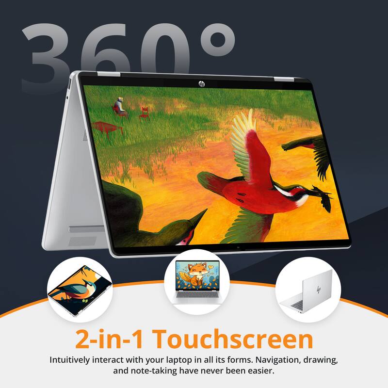 360°

2-in-1 Touchscreen

Intuitively interact with your laptop in all its forms. Navigation, drawing, and note-taking have never been easier.