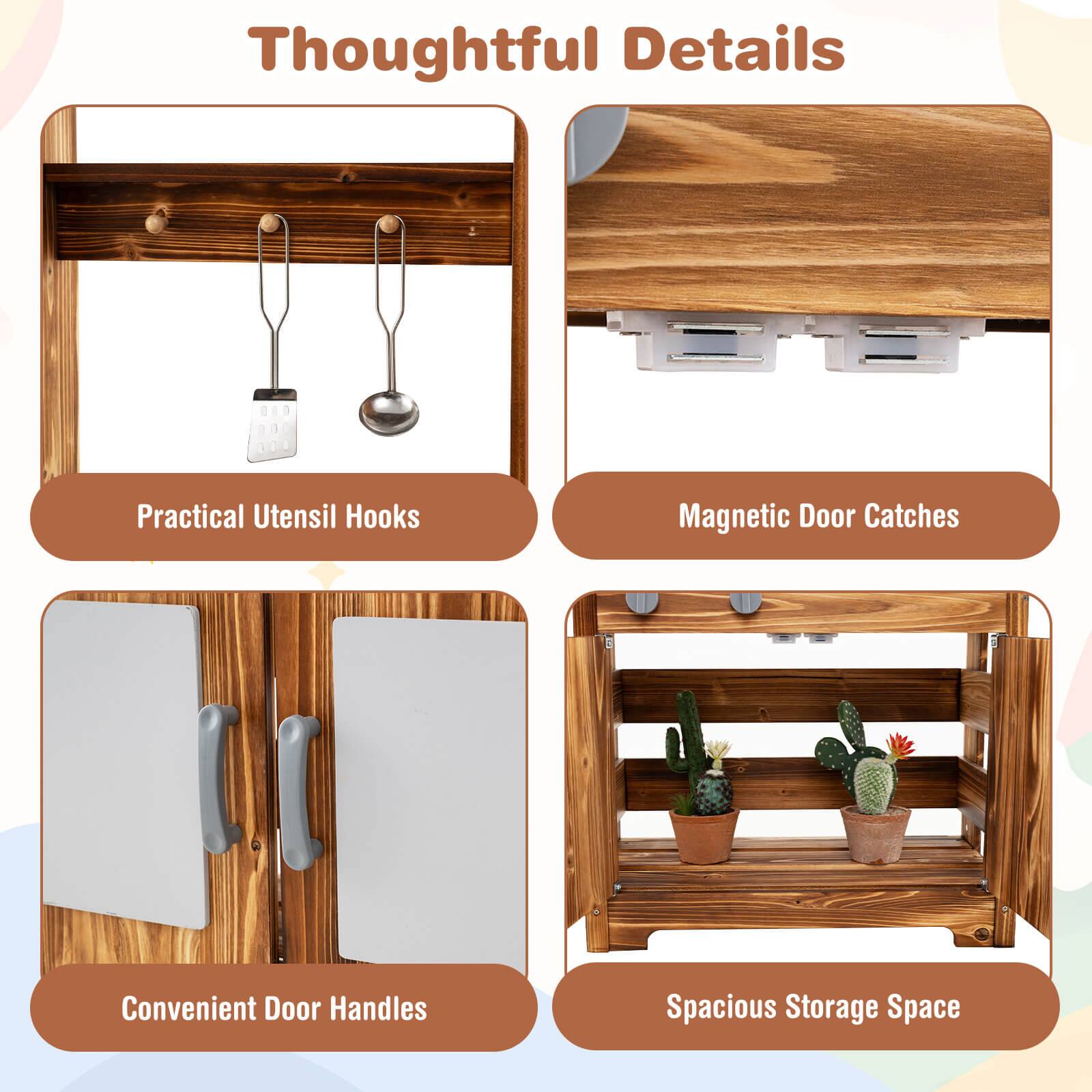 Thoughtful Details

- Practical Utensil Hooks
- Magnetic Door Catches
- Convenient Door Handles
- Spacious Storage Space