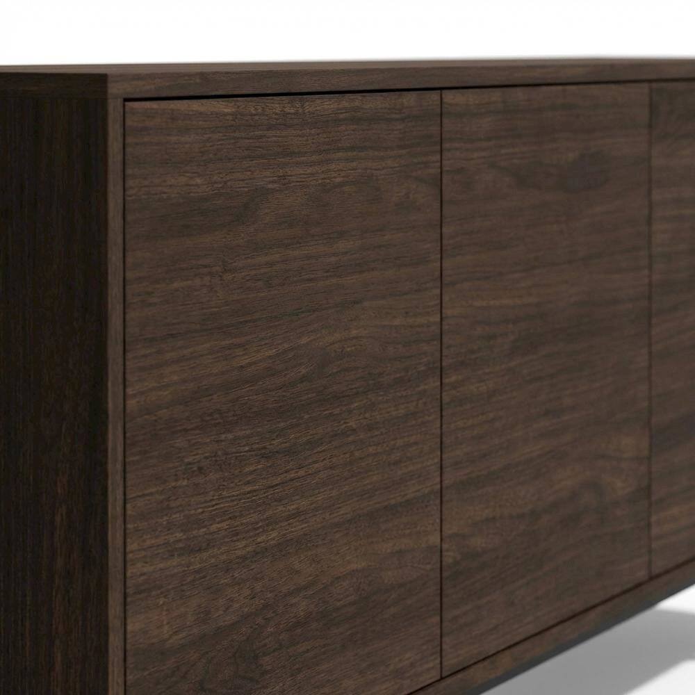 Alt View 1. FurniFact - Wooden Walnut Finish TV Console with 4 Doors in Modern & Industrial Style - Brown.