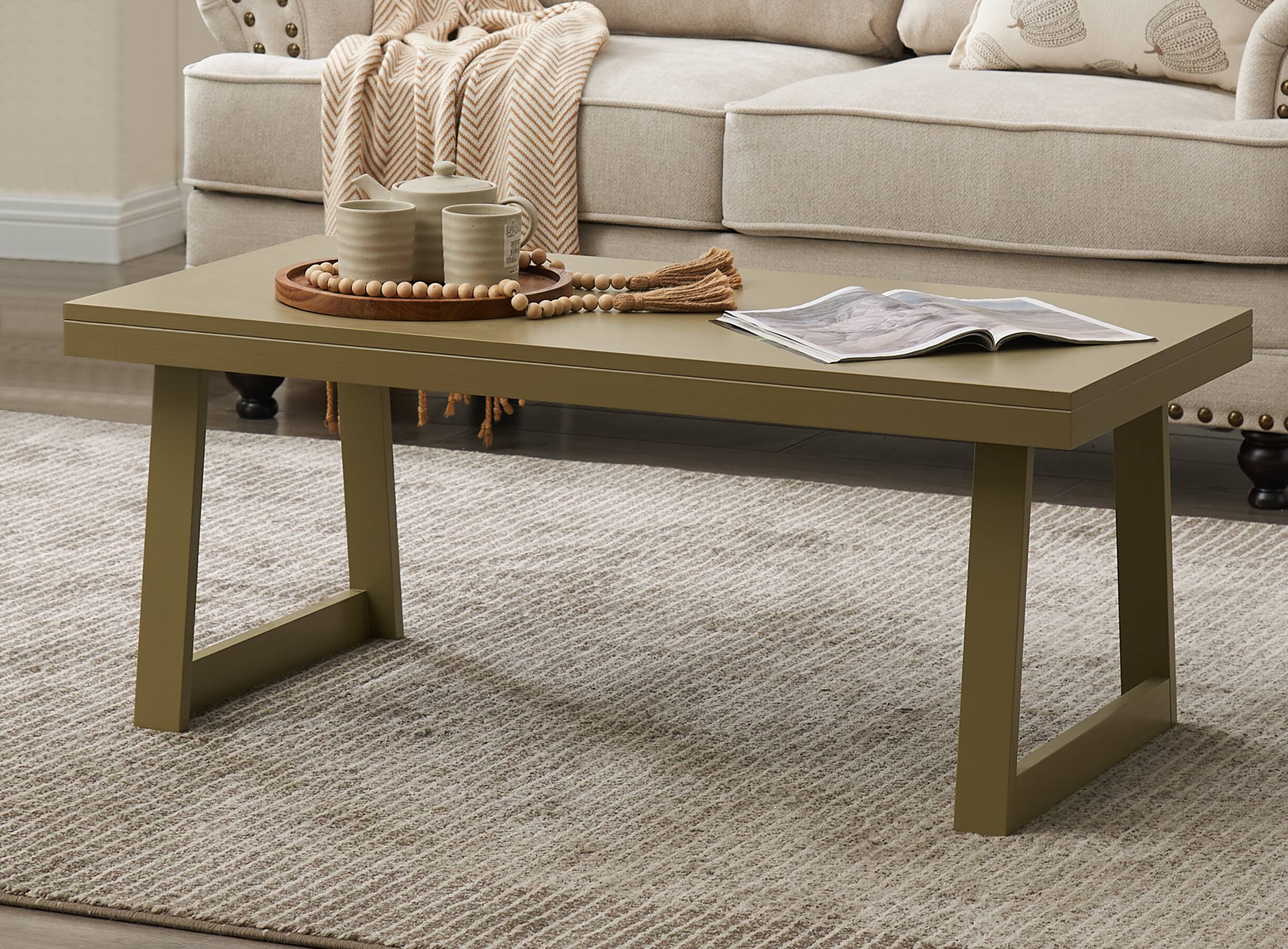 Kings Brand Furniture - Charlie Rectangular Coffee Table, Center Table, Cocktail Tea Table for Living Room - Natural
