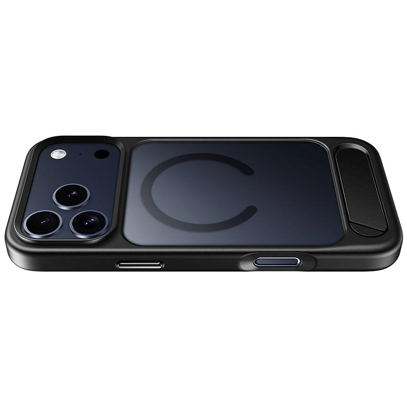 Back. hoco. - AS12 MagSafe Case with Kickstand for Apple iPhone 17 Pro - Black.