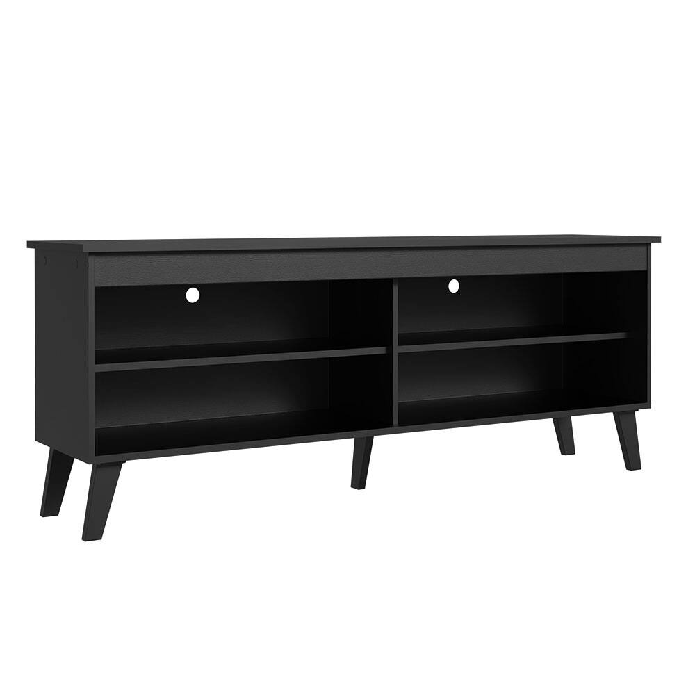 Back. Madesa - Madesa TV Stand with 4 Open Shelves and Cable Management 59"L Media Storage Living Room and Bedroom - Black - Black.