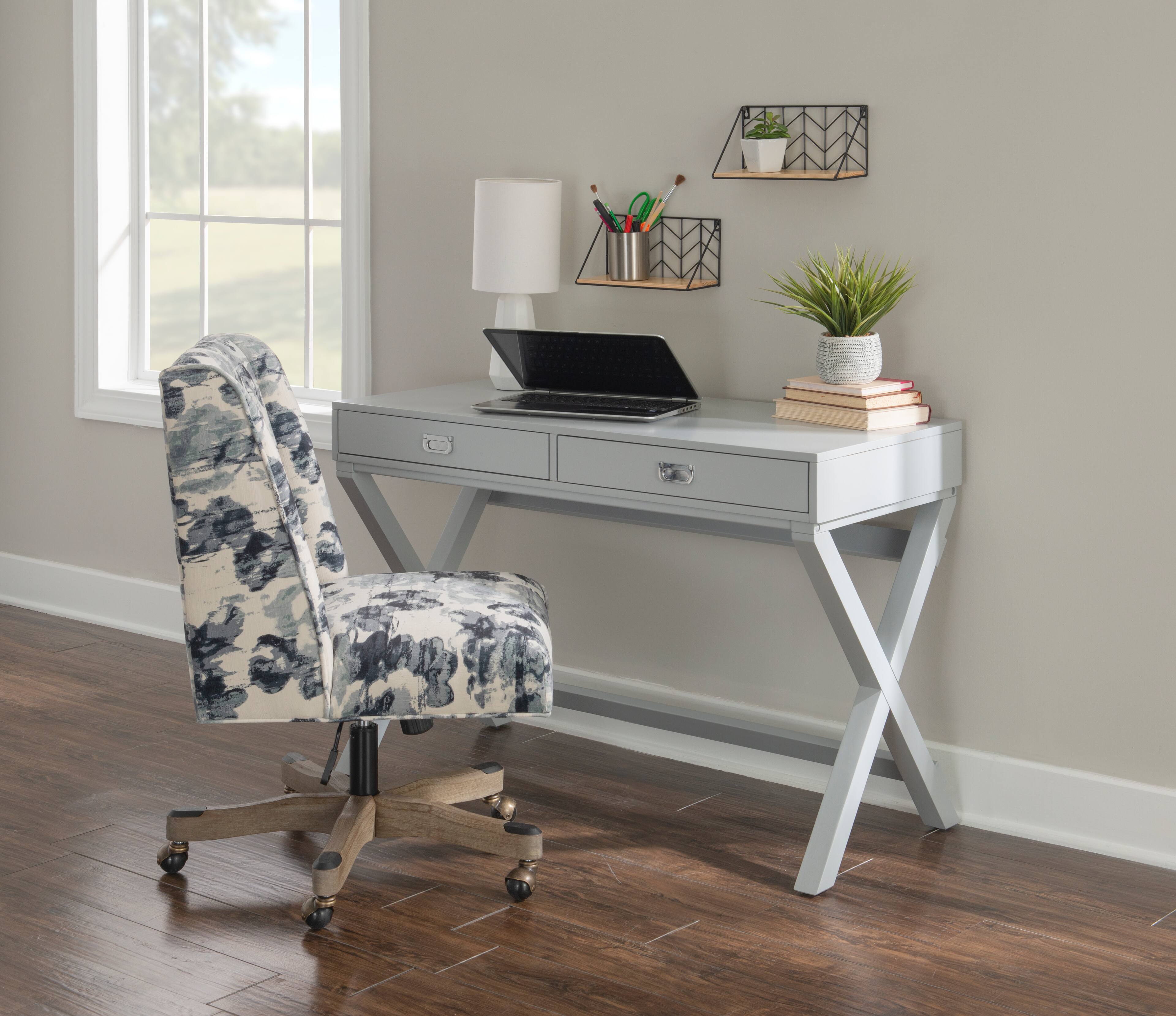 Alt View 21. Linon Home Décor - Penrose Two-Drawer Campaign-Style Writing Desk - Gray.