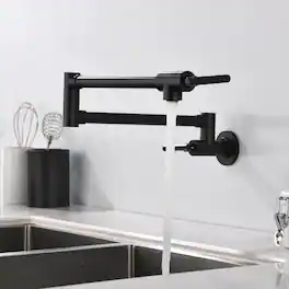 Wall Mounted Pot Filler Double Handle 1.8 GPM with Ceramic Cartridge and Mounting Hardware