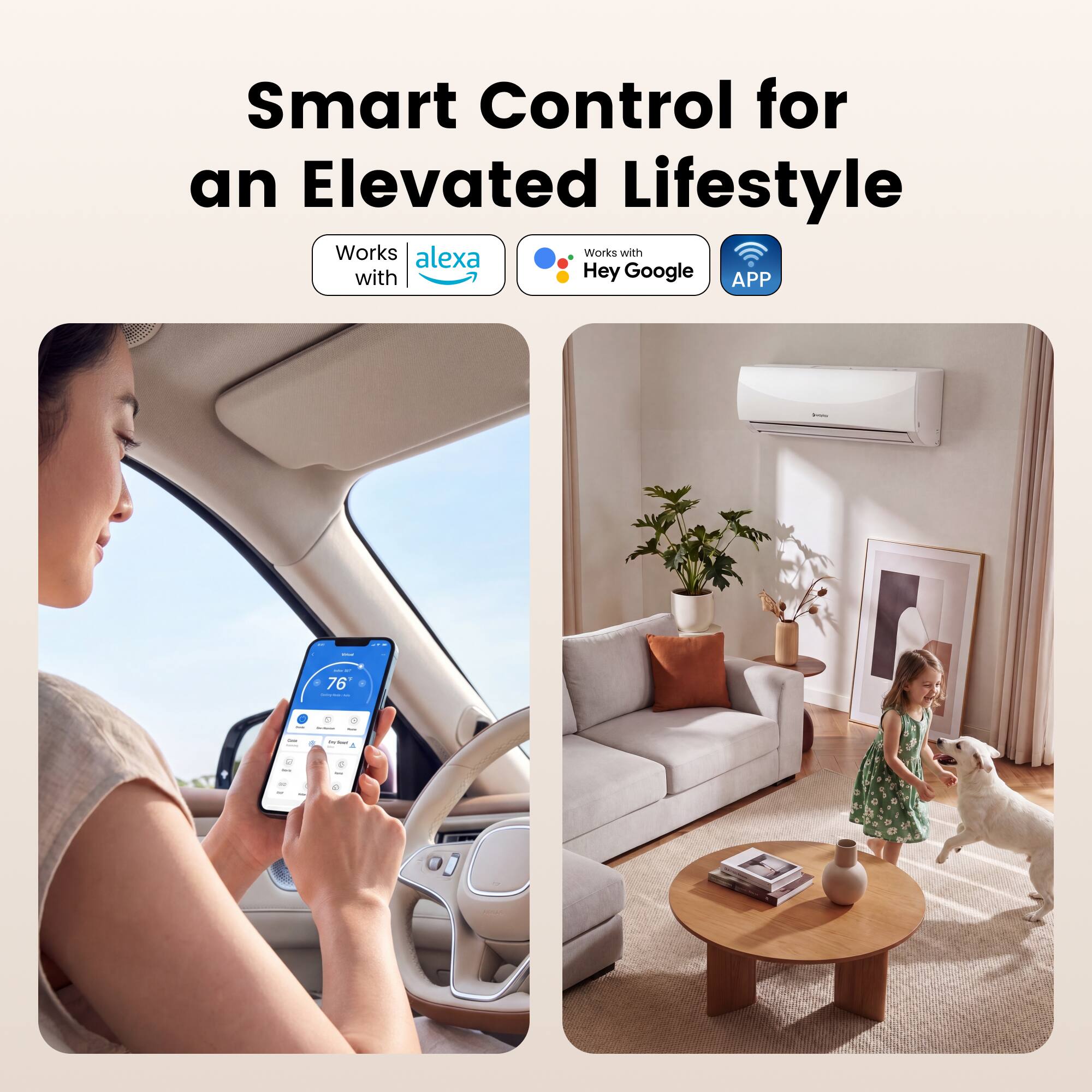 Smart Control for an Elevated Lifestyle  
Works with Alexa  
Works with Hey Google  
APP