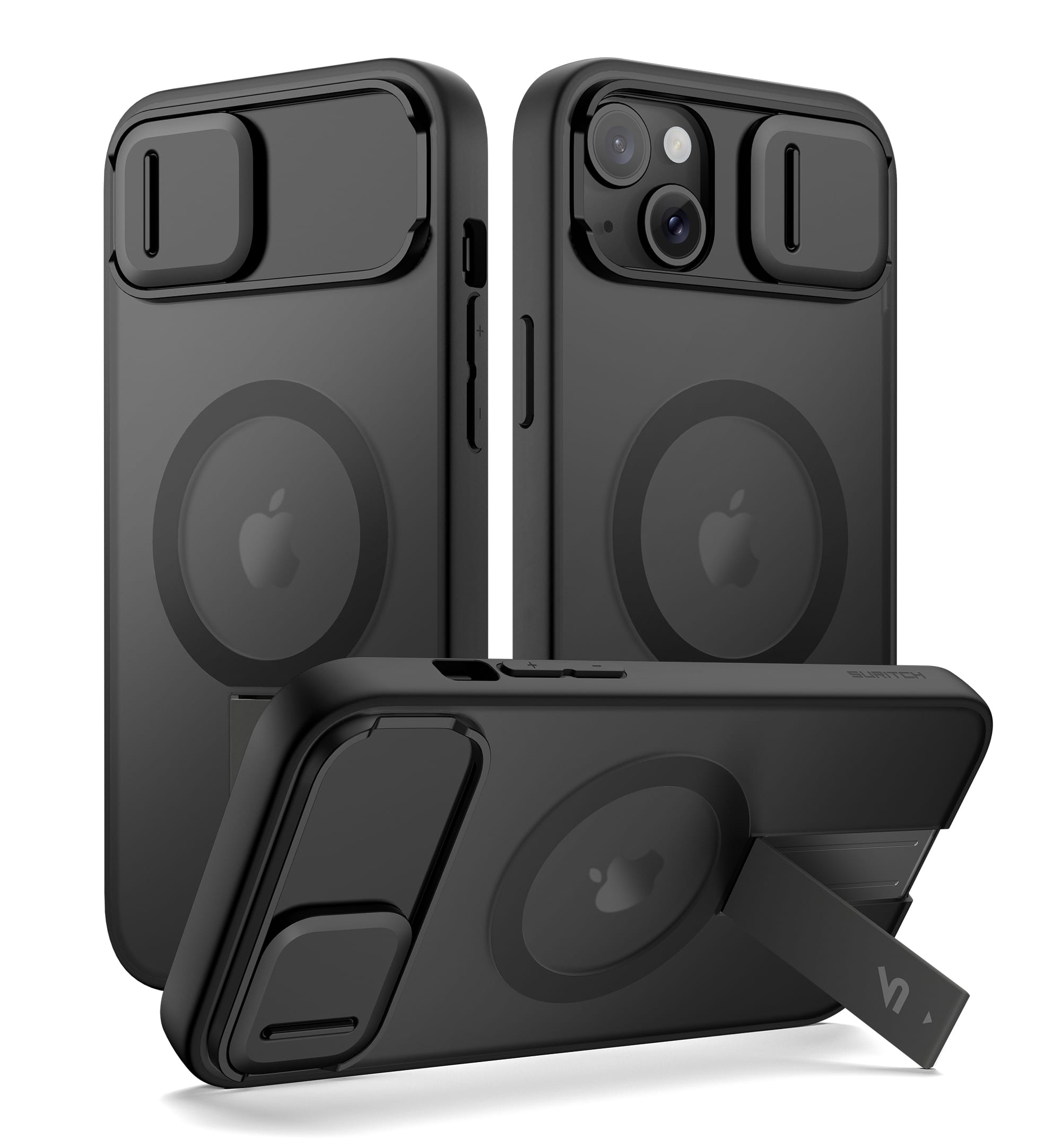SURITCH - Rugged Case for iPhone 13/14, Compatible with MagSafe, Built-in Kickstand & Camera Cover & Translucent Back 6.1 inch - Aurora Black price history on PriceWatchPro