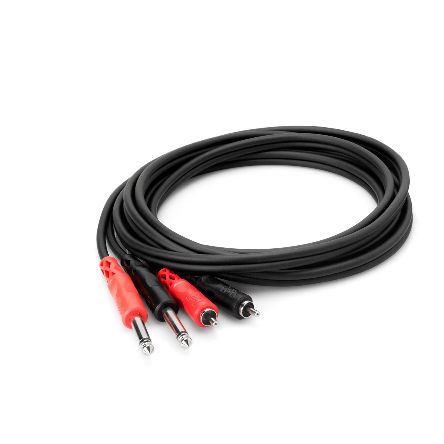 Angle. Hosa Technology - Hosa Technology Hosa Two 1/4in Phone - 2 RCA Male 6.6ft Unbalance Cable.