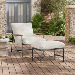 Raya Outdoor Patio Boucle Lounge Chair and Ottoman by Modway - Ivory
