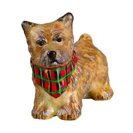 Joy to the World Collectibles - Joy to the World Cream Cairn Terrier with Bandana Polish Blown Glass Christmas Ornament - Brown