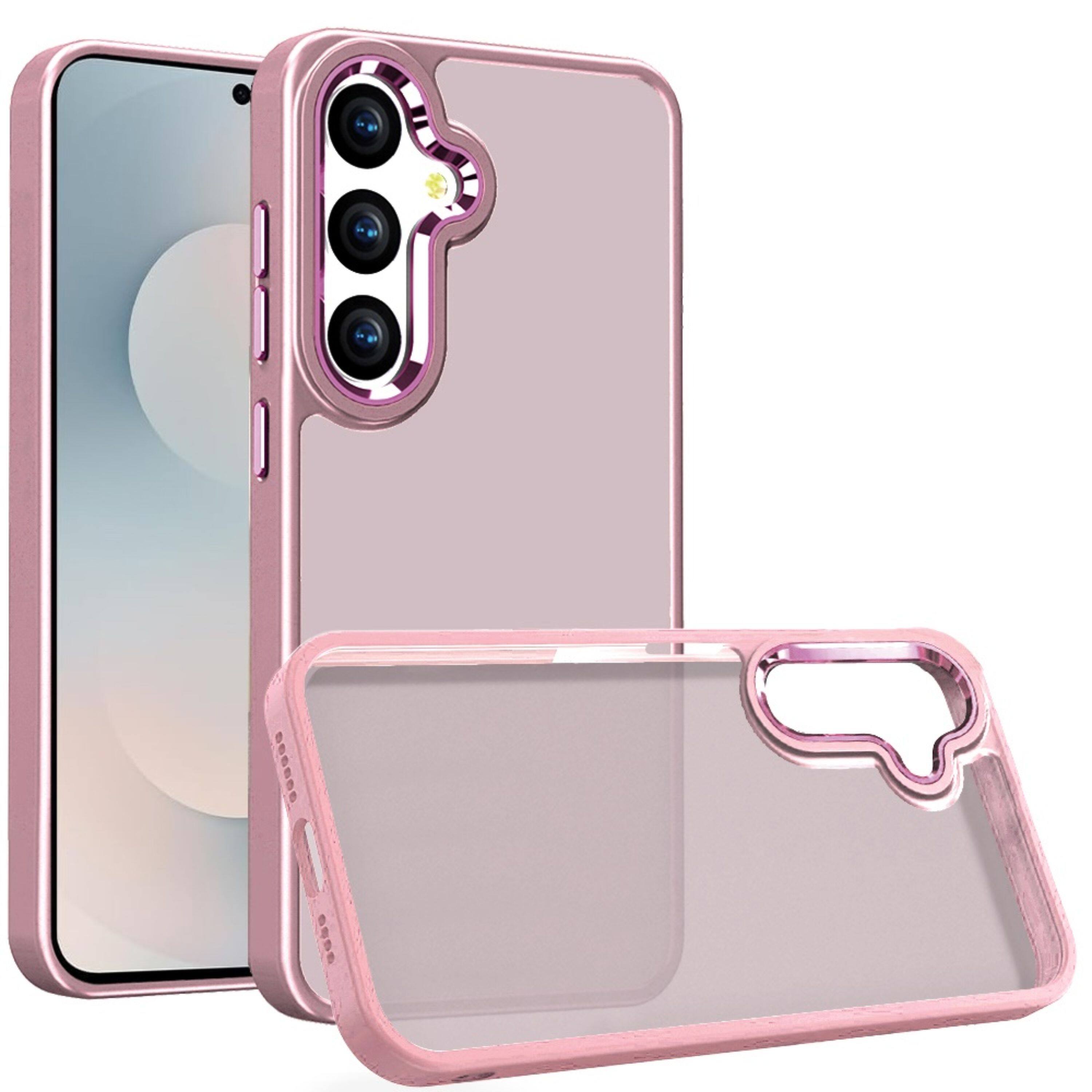 Front. Kitcheniva - Thick Acrylic Metal Button Case With Tempered Glass For Samsung S26 Plus Light Pink - Light Pink.