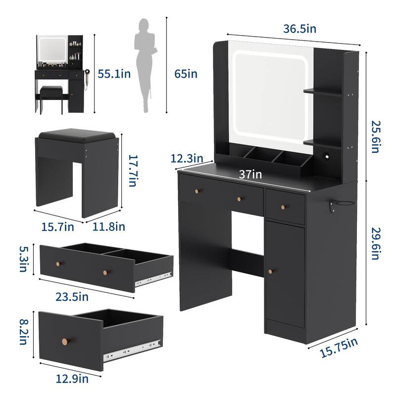 36.5in  
55.1in  
65in  
17.7in  
12.3in  
37in  
25.6in  
5.3in  
15.7in  
11.8in  
29.6in  
8.2in  
23.5in  
12.9in  
15.75in