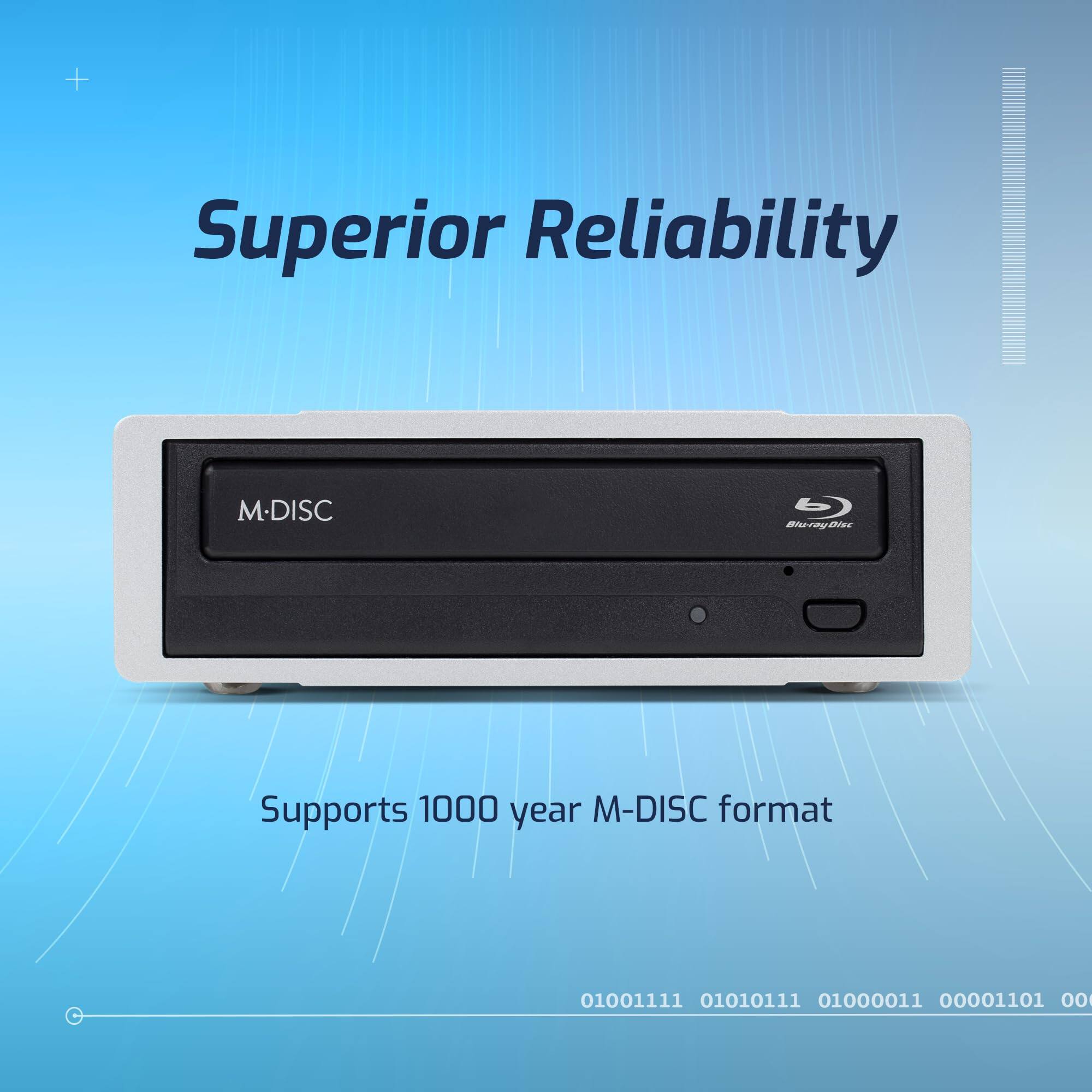 Superior Reliability

M-DISC

Supports 1000 year M-DISC format

01001111 01010111 01000011 00001101 00