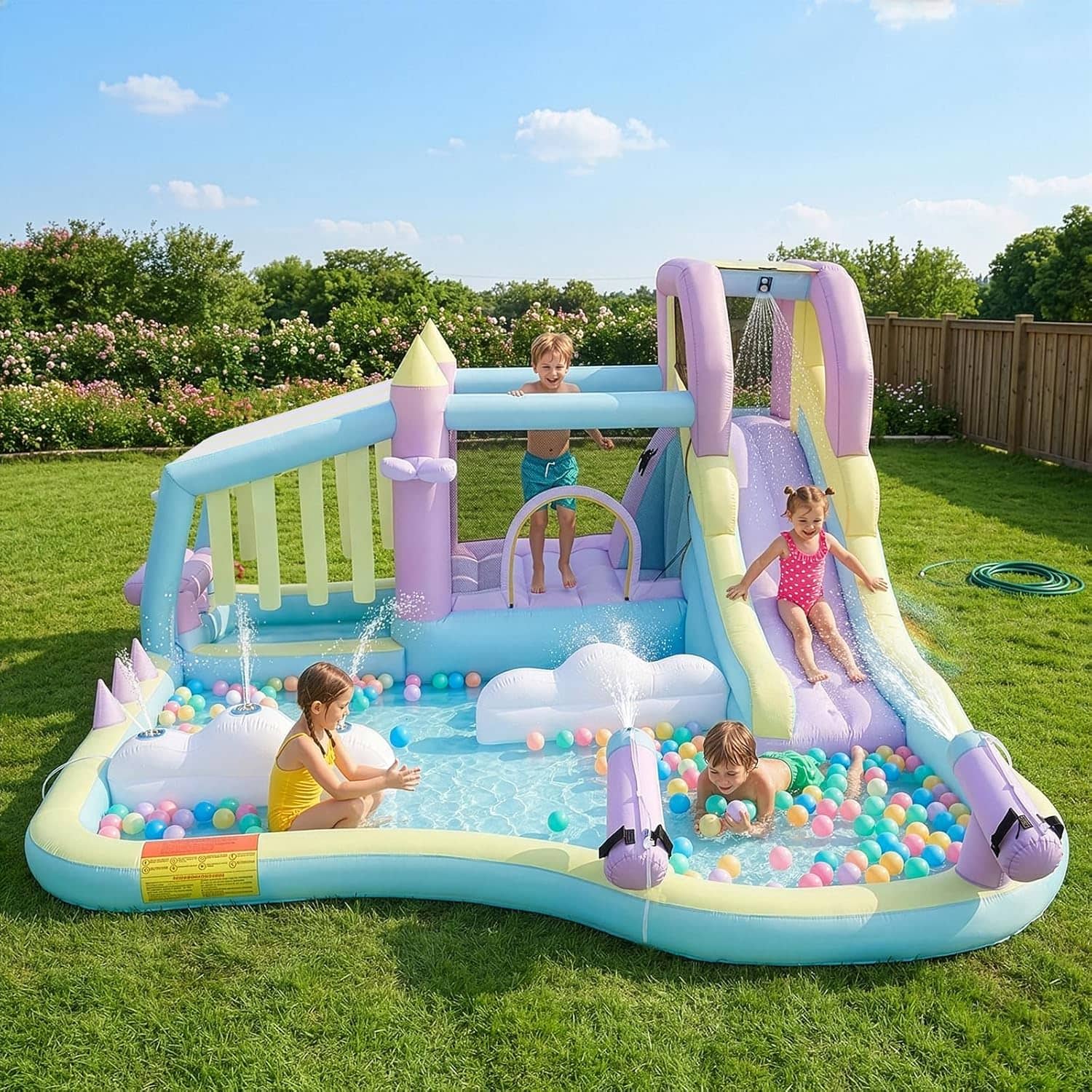 10:10 Games - nflatable Bounce House with 750W Air Blower, Outdoor Water Slide Park W/Cloud Spray Water, Jumping Area & Playhouse price history on PriceWatchPro
