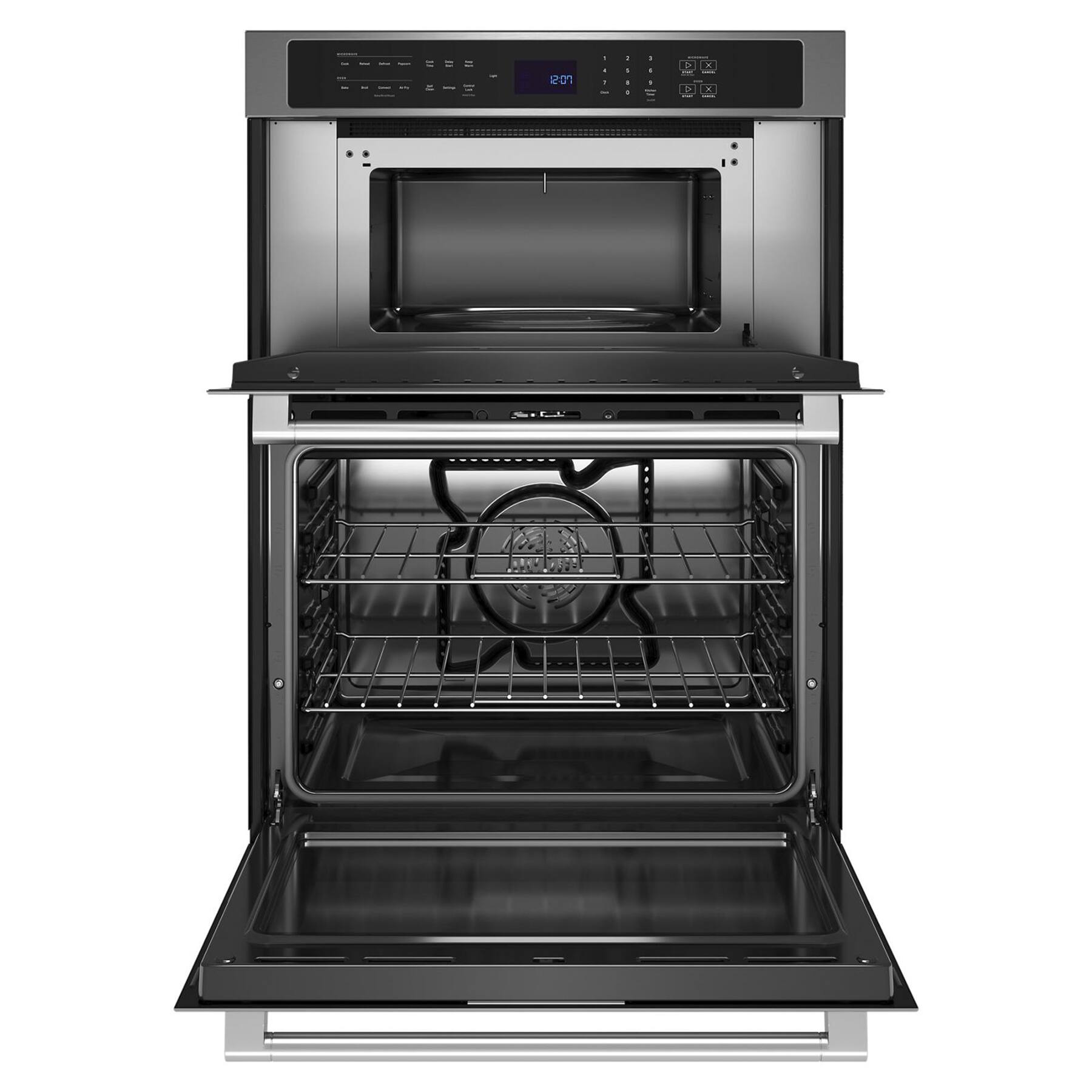 Left. Maytag - 30" Built-In Electric Convection Double Wall Combination with Microwave and Air Fry - Fingerprint Resistant Stainless Steel.