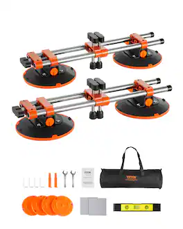 VEVOR - Seamless Seam Setter, 2 Packs, Granite Seam Setter with 6 in Vacuum Suction Cups & Tool Bag,Seam Joiner for Seam Joining - Orange;Black