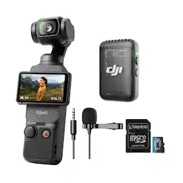 DJI - Osmo Pocket 3 with Mic 2 (1 TX,) Lav Mic, and 128GB MicroSD Card bundle