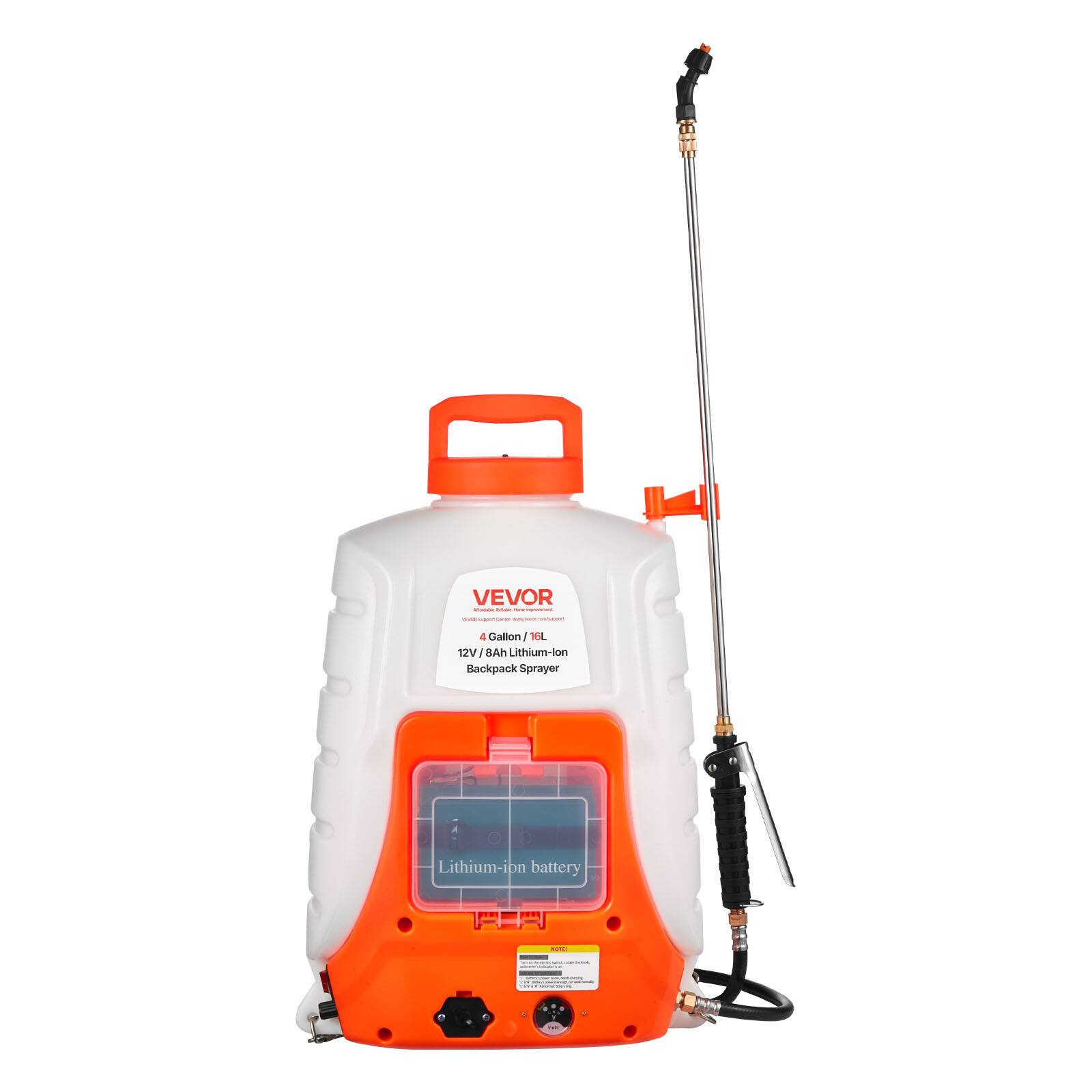 VEVOR  
4 Gallon / 16L  
12V / 8Ah Lithium-ion Backpack Sprayer  
Lithium-ion battery
