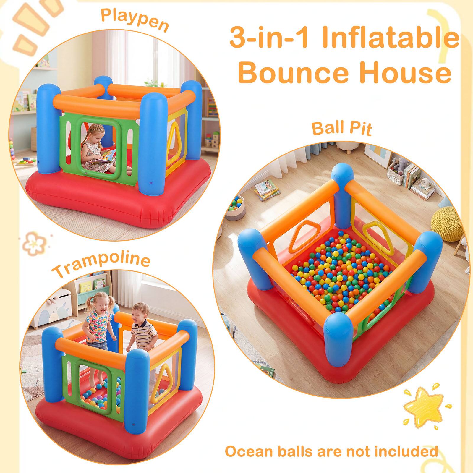 Playpen 3-in-1 Inflatable Bounce House Ball Pit Trampoline Ocean balls are not included