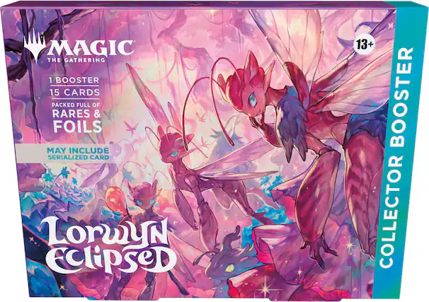 MAGIC THE GATHERING
1 BOOSTER
15 CARDS
PACKED FULL OF RARES & FOILS
MAY INCLUDE SERIALISED CARD
Lorwyn Eclipse
13+
COLLECTOR BOOSTER
