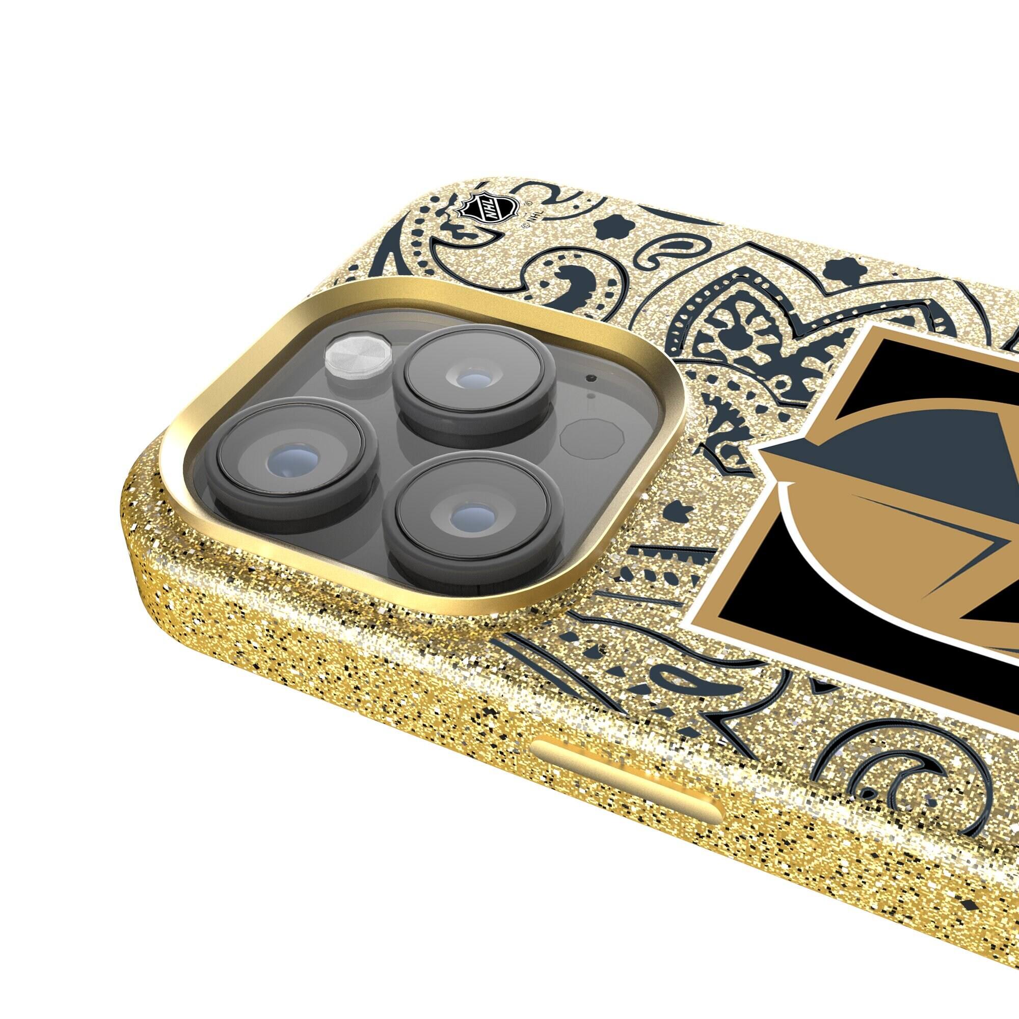 Alt View 3. Keyscaper - Gold Vegas Golden Knights Paisley Bling iPhone Case - 16 - Gold.