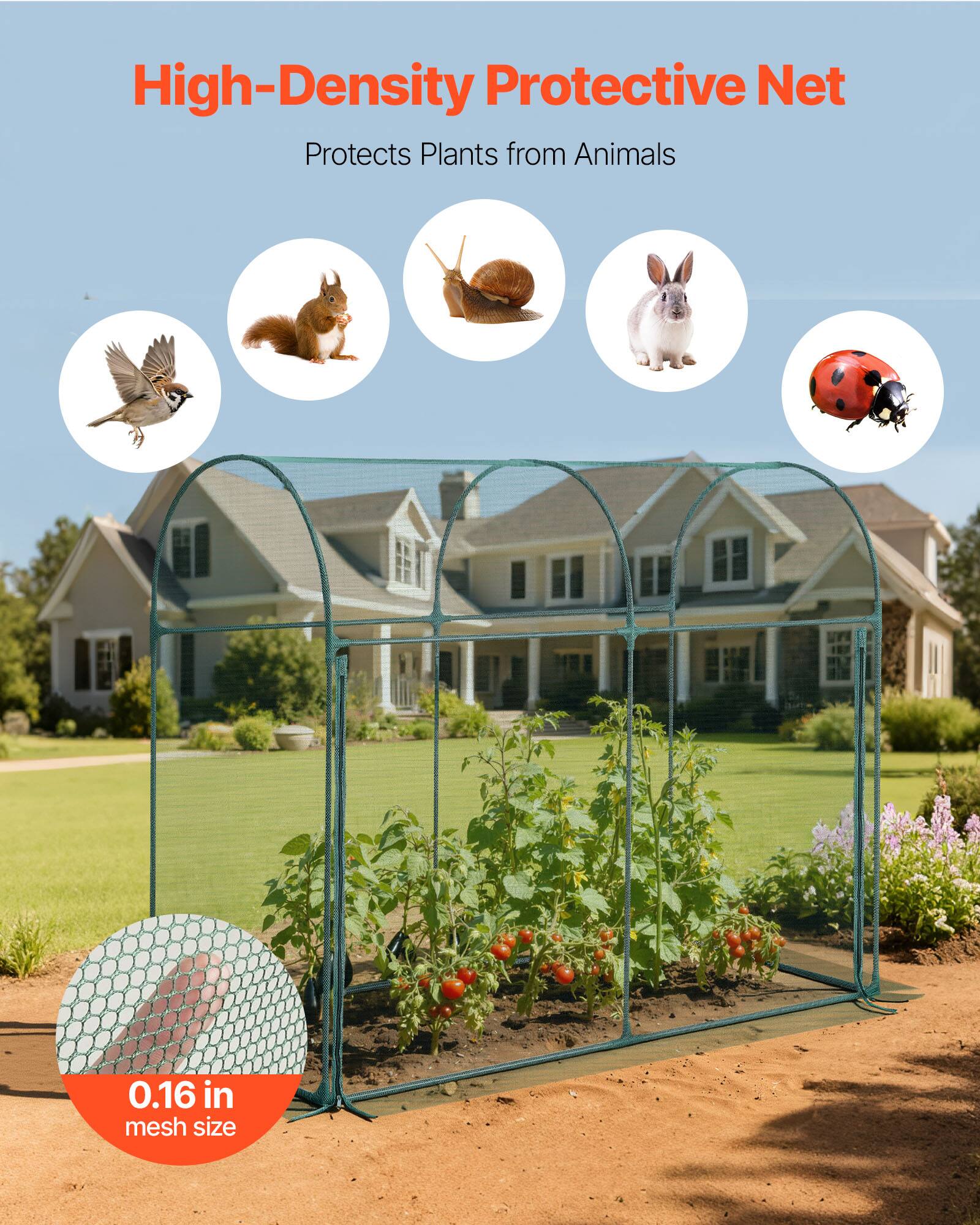 High-Density Protective Net  
Protects Plants from Animals  

0.16 in mesh size