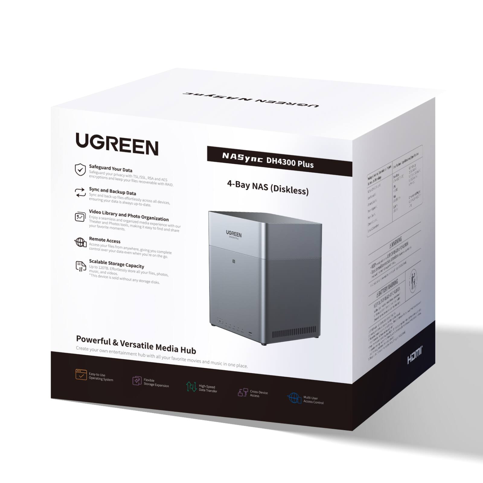 UGREEN NASync DH4300 Plus, 120TB 4 Bay NAS with AI Photo Album