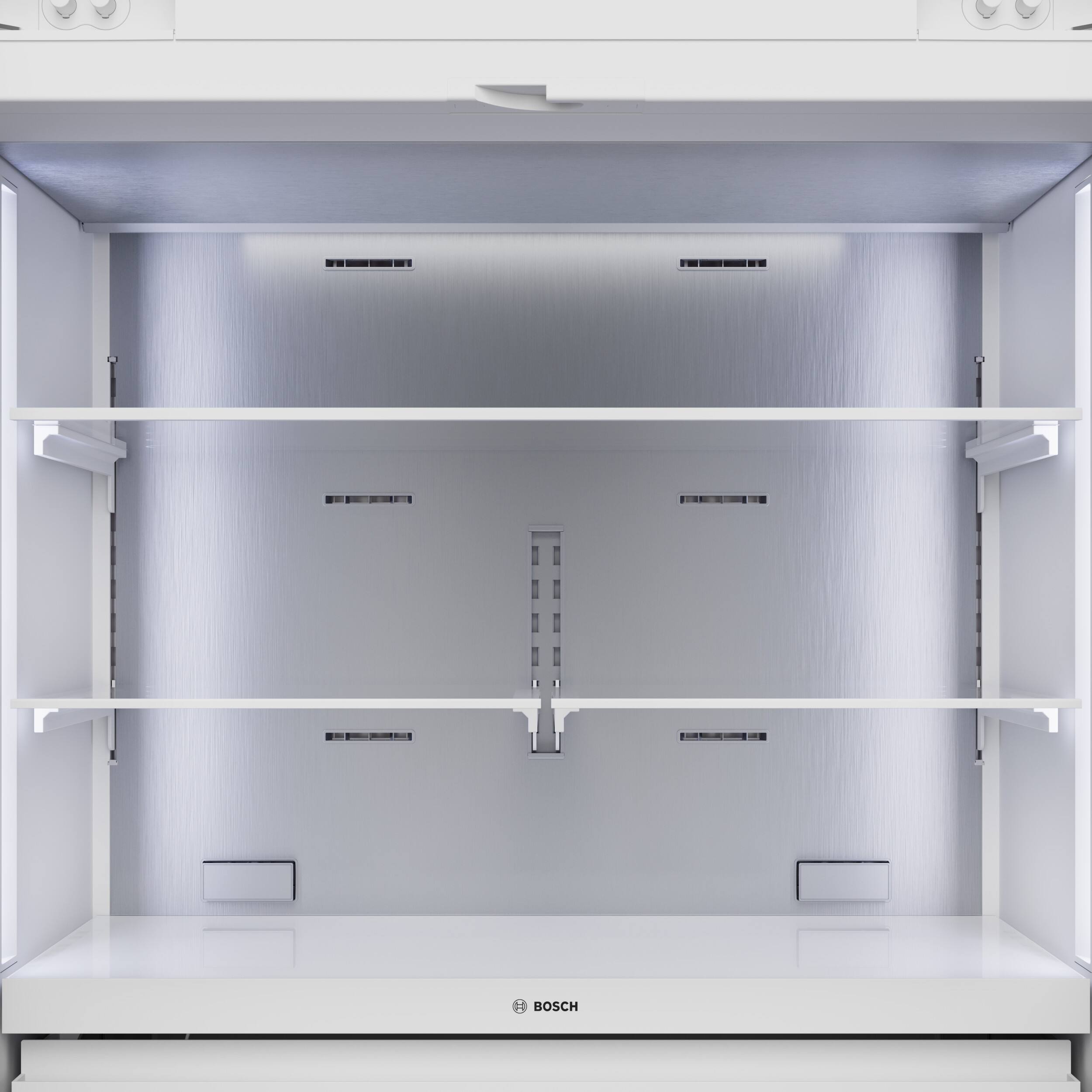 Alt View 3. Bosch - Benchmark Series 20.1 Cu. Ft. French Door Counter-Depth Smart Refrigerator - Custom Panel Ready.