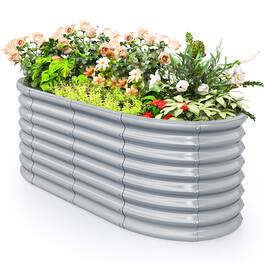 Gymax - Raised Garden Bed Kit Planter Raised Garden Boxes Outdoor 65'' x 32'' x 24'' - Silver