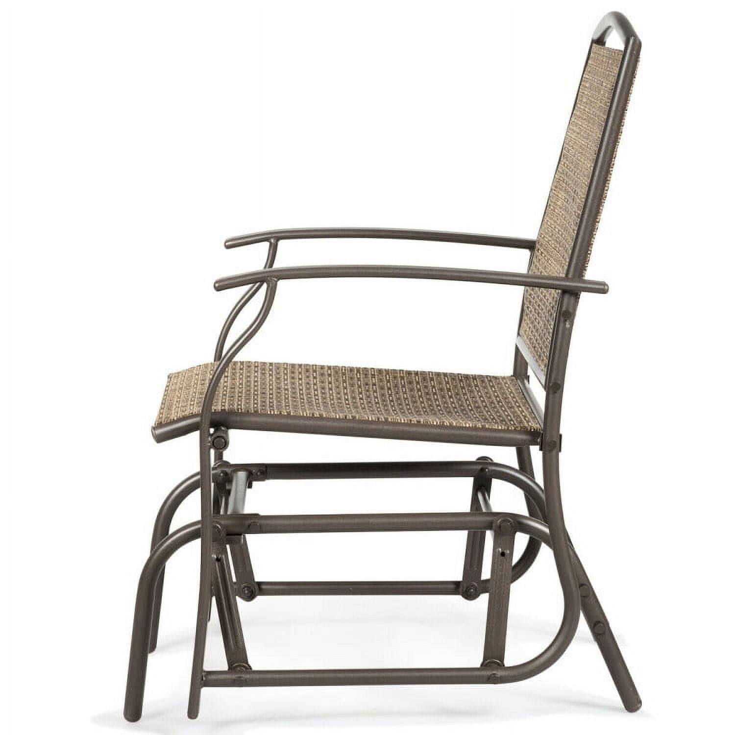 Angle. Kadyn - Steel Frame Garden Swing Single Glider Chair Rocking Seating Patio Rocking Chairs PorchBackyardIndoor and Garden - Brown.