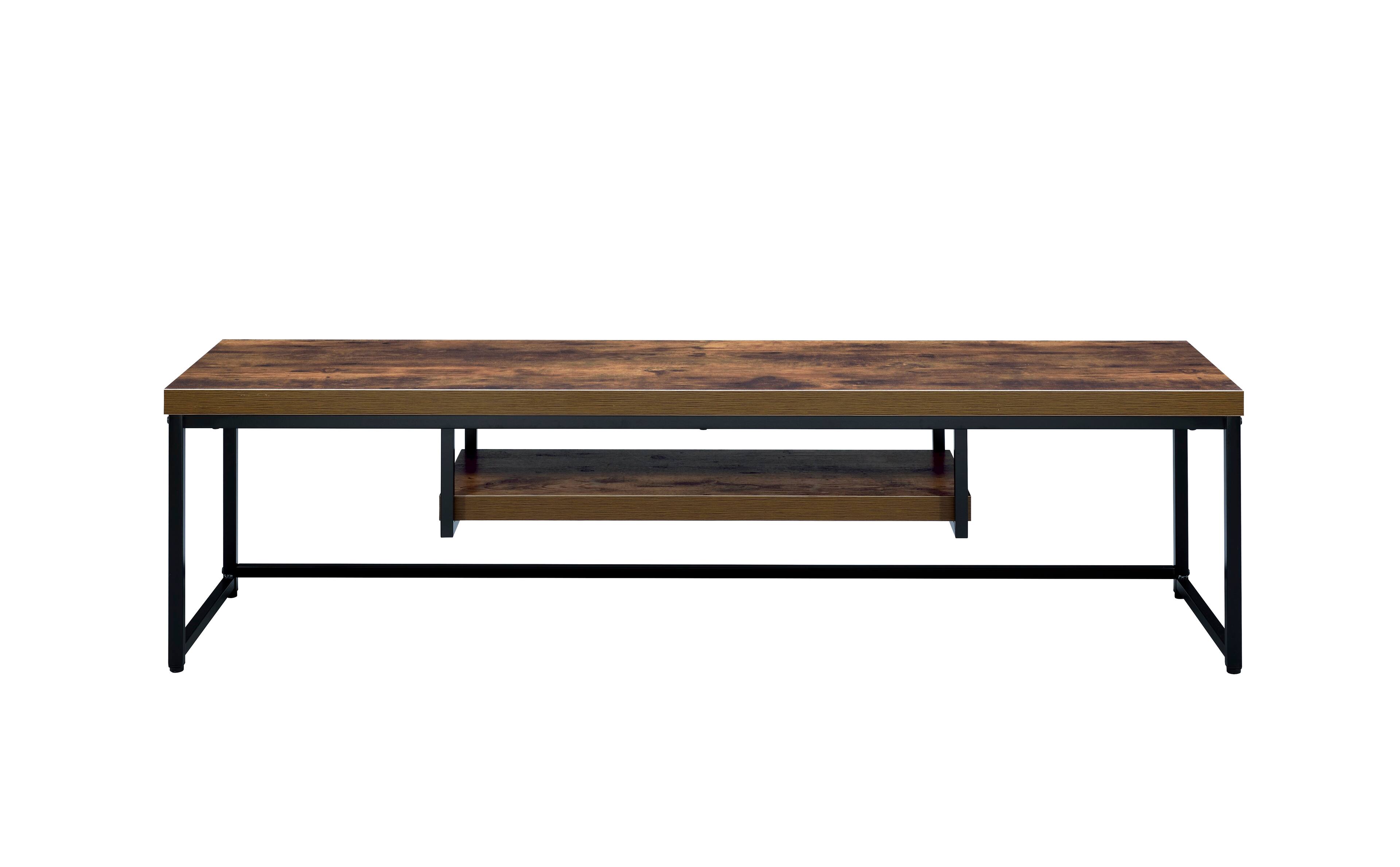 Left. APRILSOUL - Bob Weathered Oak and Black Metal Finish TV Stand - Oak.