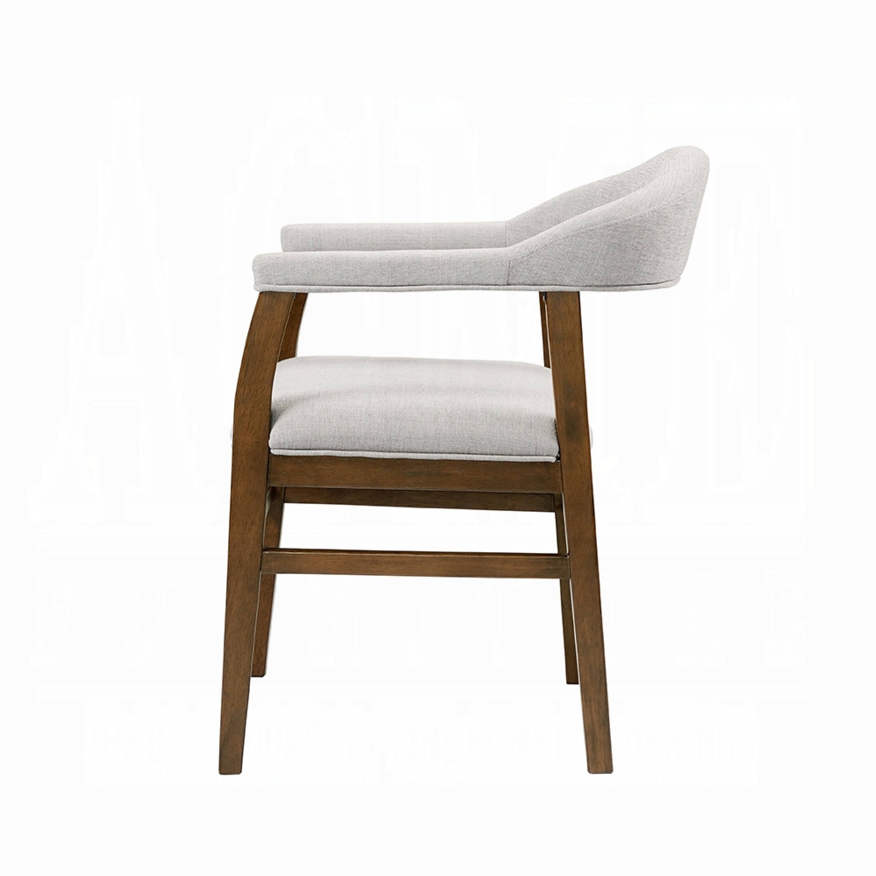 Alt View 3. Manhattan Lane - Dari Side Dining Chair Set of 2, Gray Fabric, Dark Walnut Brown Wood - Gray, Walnut Brown.