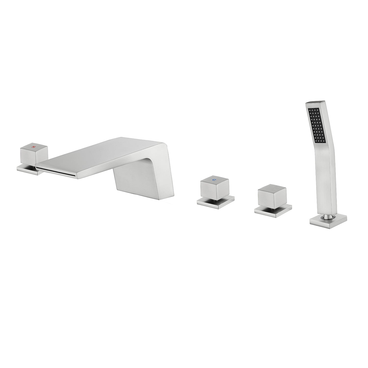 Alt View 1. Boyel Living - 4.72 in.W Brushed Nickel Bathtub Hot and Cold Water Faucet with Handheld Shower and Waterfall Outlet 5-Hole - Brushed Nickel.