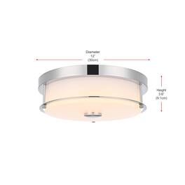 Living District - Kolson 12 Inch Led Flush Mount Ceiling Light In - Chrome