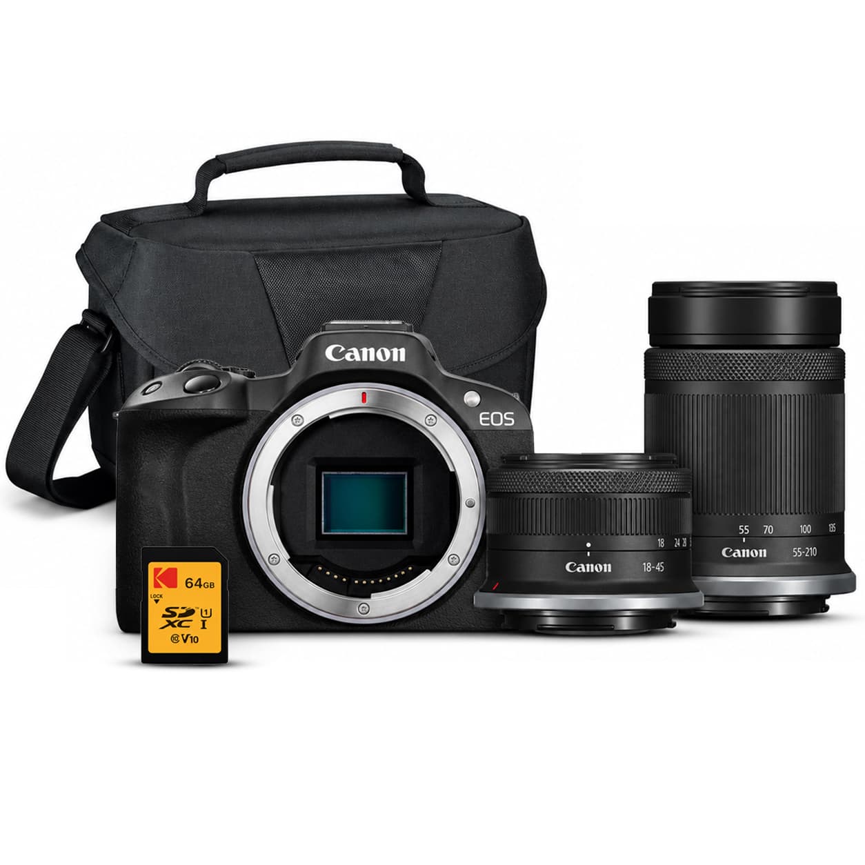 Canon - EOS R50 Mirrorless Camera with 18-45mm and 55-210mm Lenses Bundle
