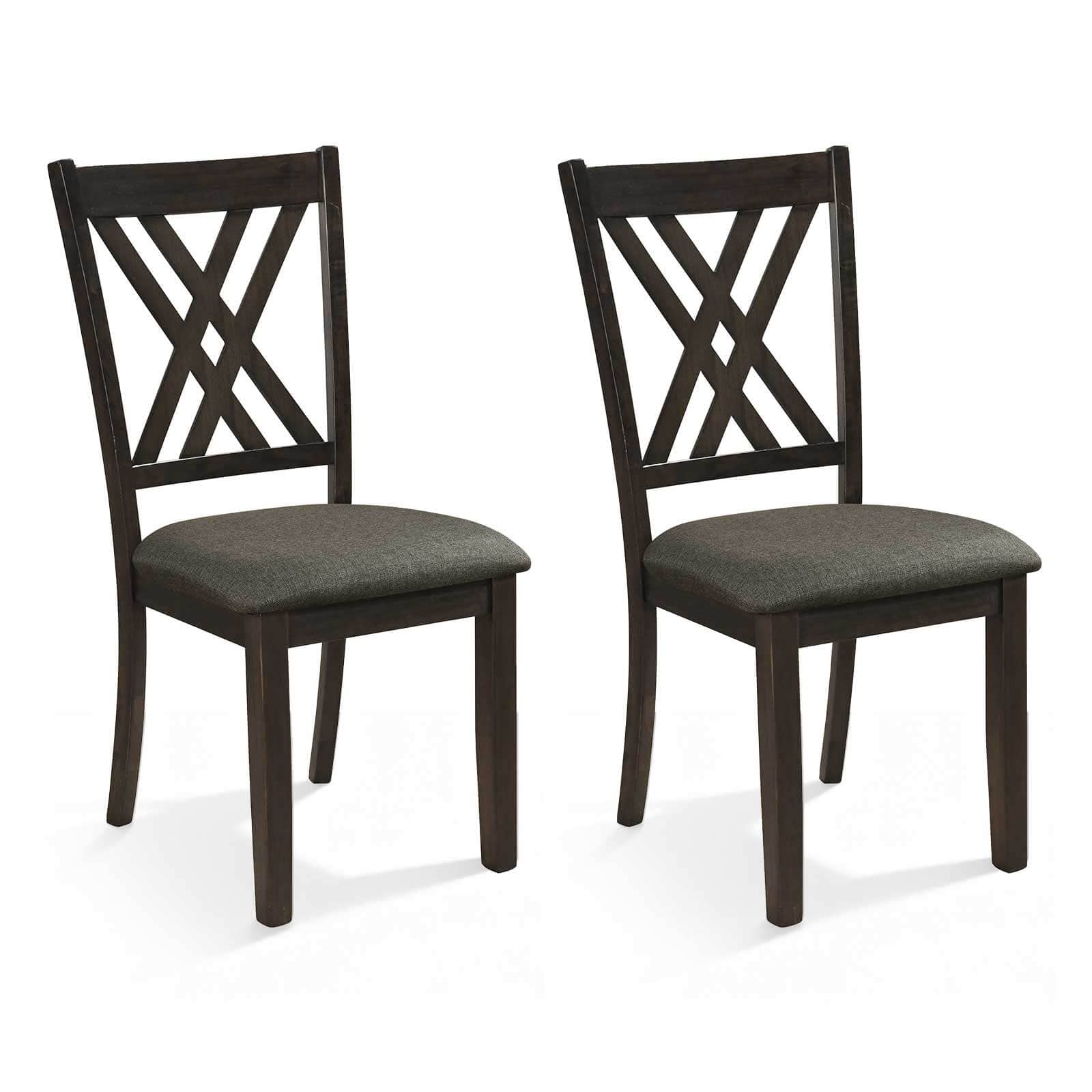 Costway - 2 PCS Linen Fabric Upholstered Kitchen Armless Chairs with Rubber Wood Frame - Gray price history on PriceWatchPro
