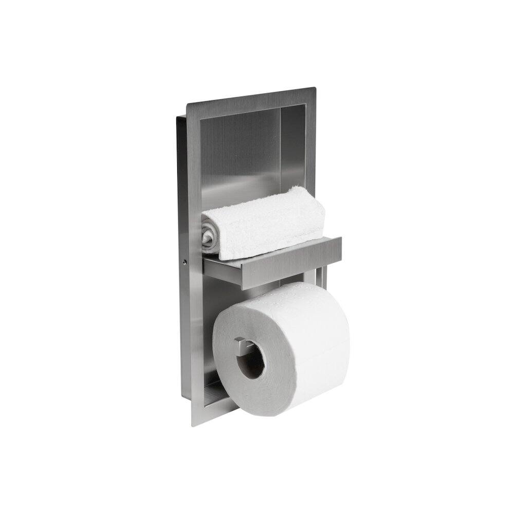 Front. Alfi - ALFI brand Brushed Stainless Steel Recessed Toilet Paper Holder Niche - Silver.