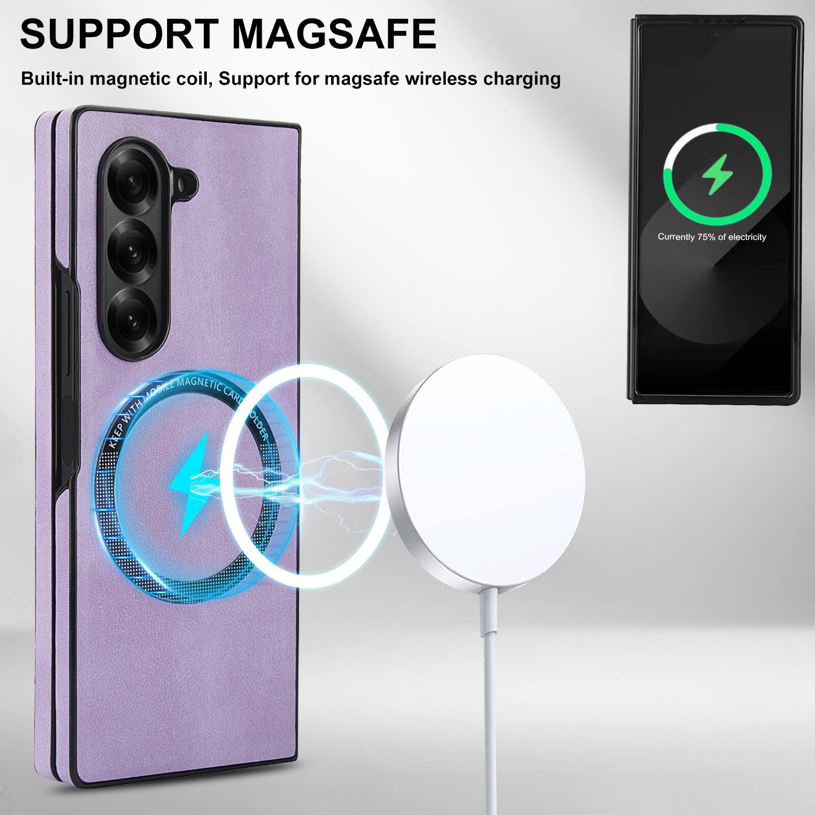 SUPPORT MAGSAFE

Built-in magnetic coil, Support for magsafe wireless charging

Currently 75% of electricity