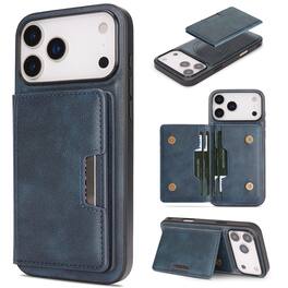 Dteck - For Apple iPhone 17 Pro Max Mag Safe Case,2-in-1 Magnetic Wallet Card Holder PU Leather Silicone Frame Shockproof Cover - Blue