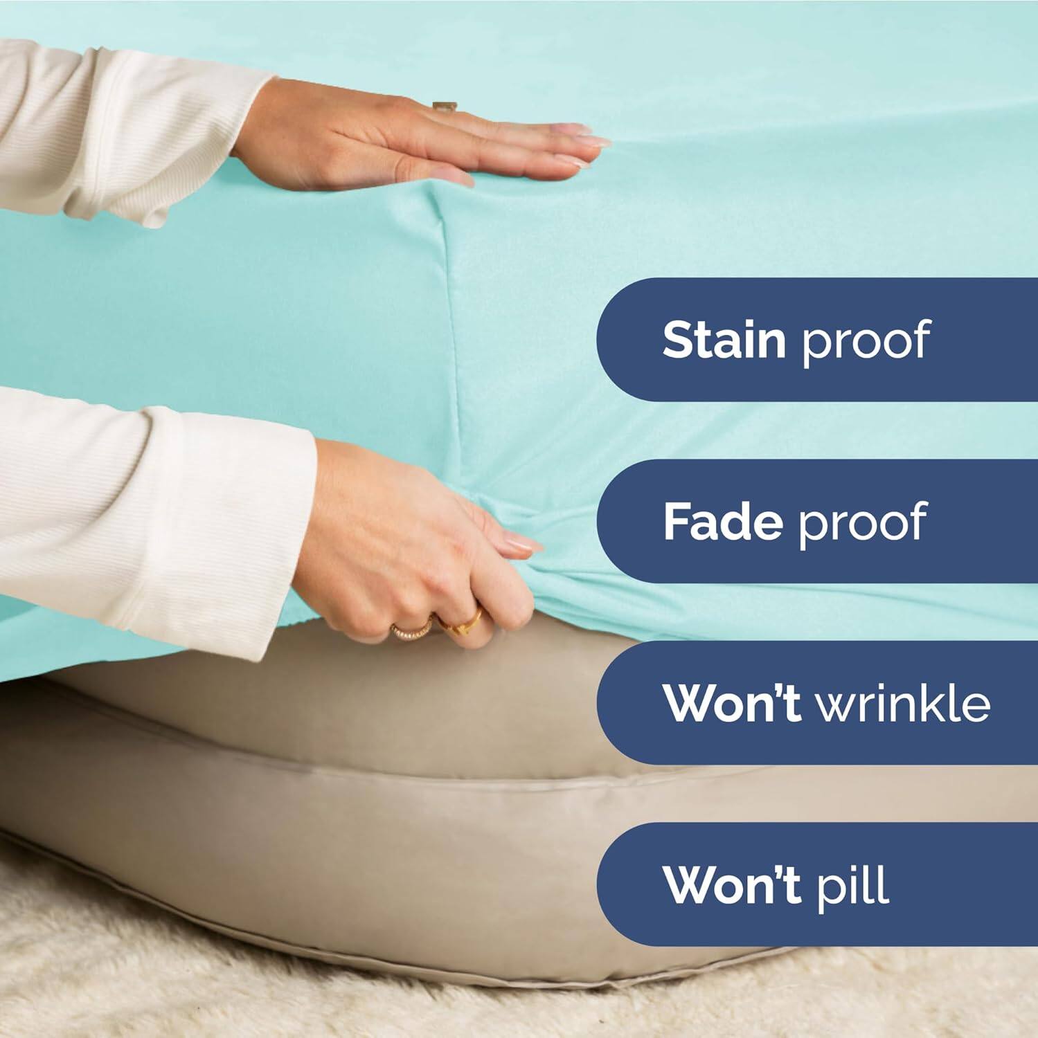 - Stain proof
- Fade proof
- Won't wrinkle
- Won't pill