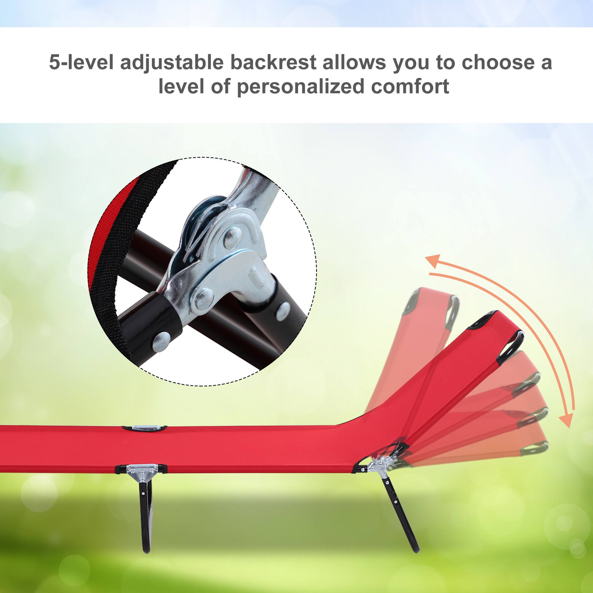 5-level adjustable backrest allows you to choose a level of personalized comfort