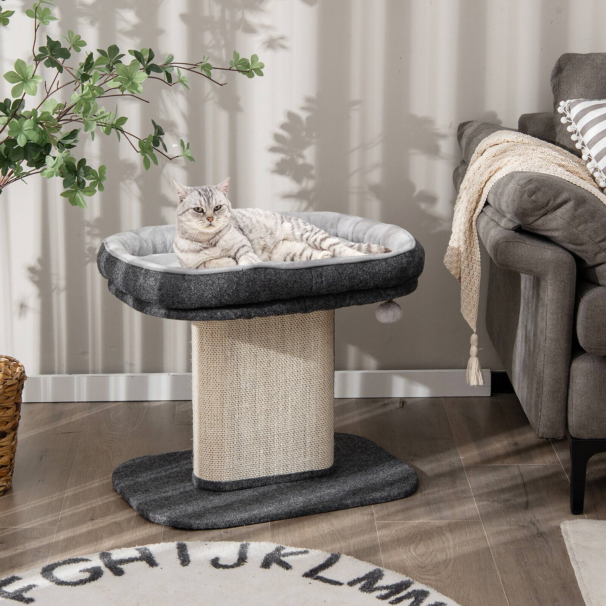 Alt View 2. Gymax - Gymax Modern Cat Tree Tower Cat Activity Tower w/ Large Plush Perch Grey.