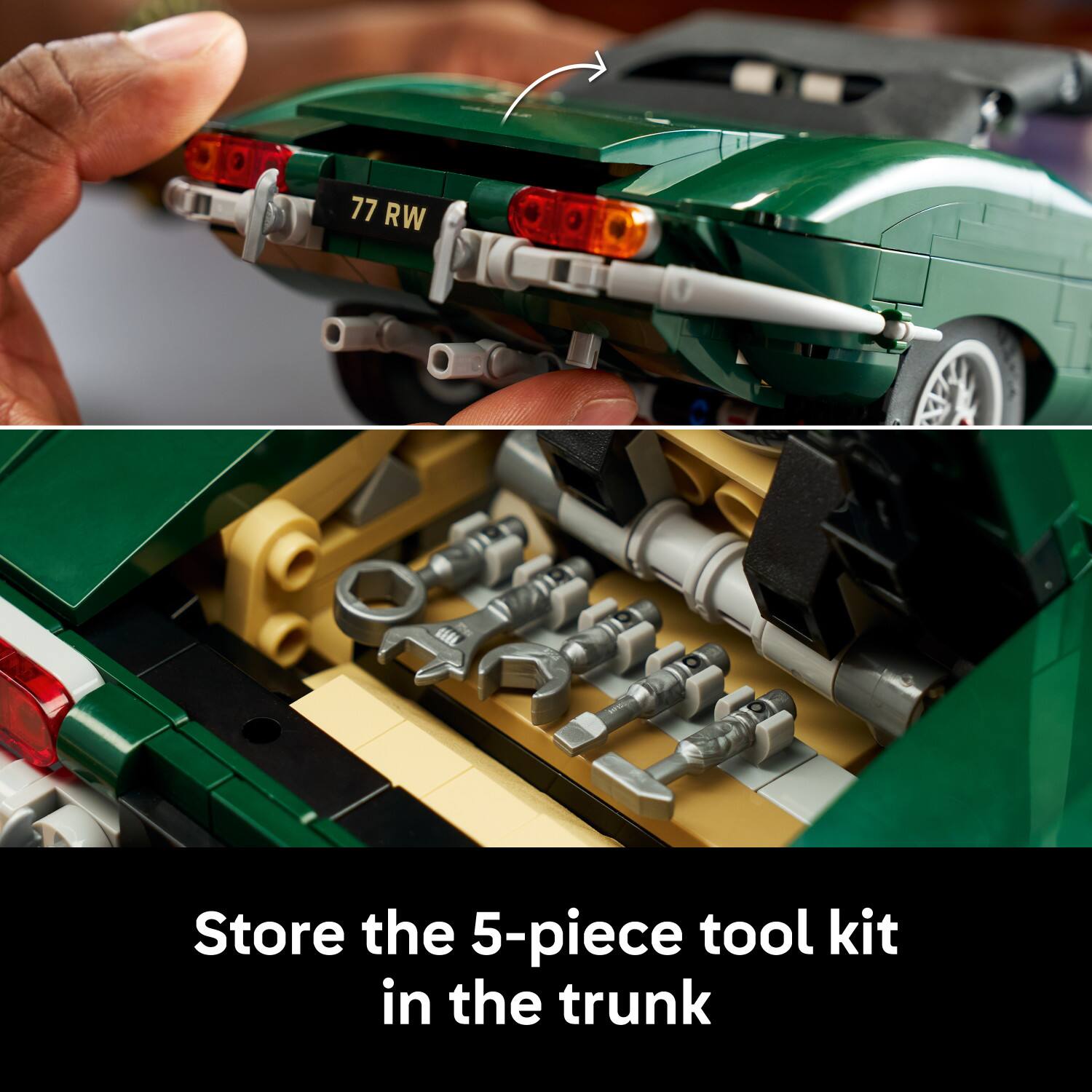 Store the 5-piece tool kit in the trunk