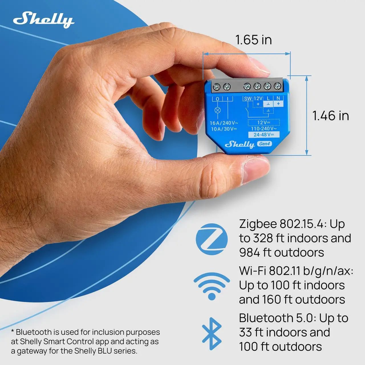 Shelly 1 Gen4 | 16A Dry Contact Smart Relay (Wi Fi, Matter