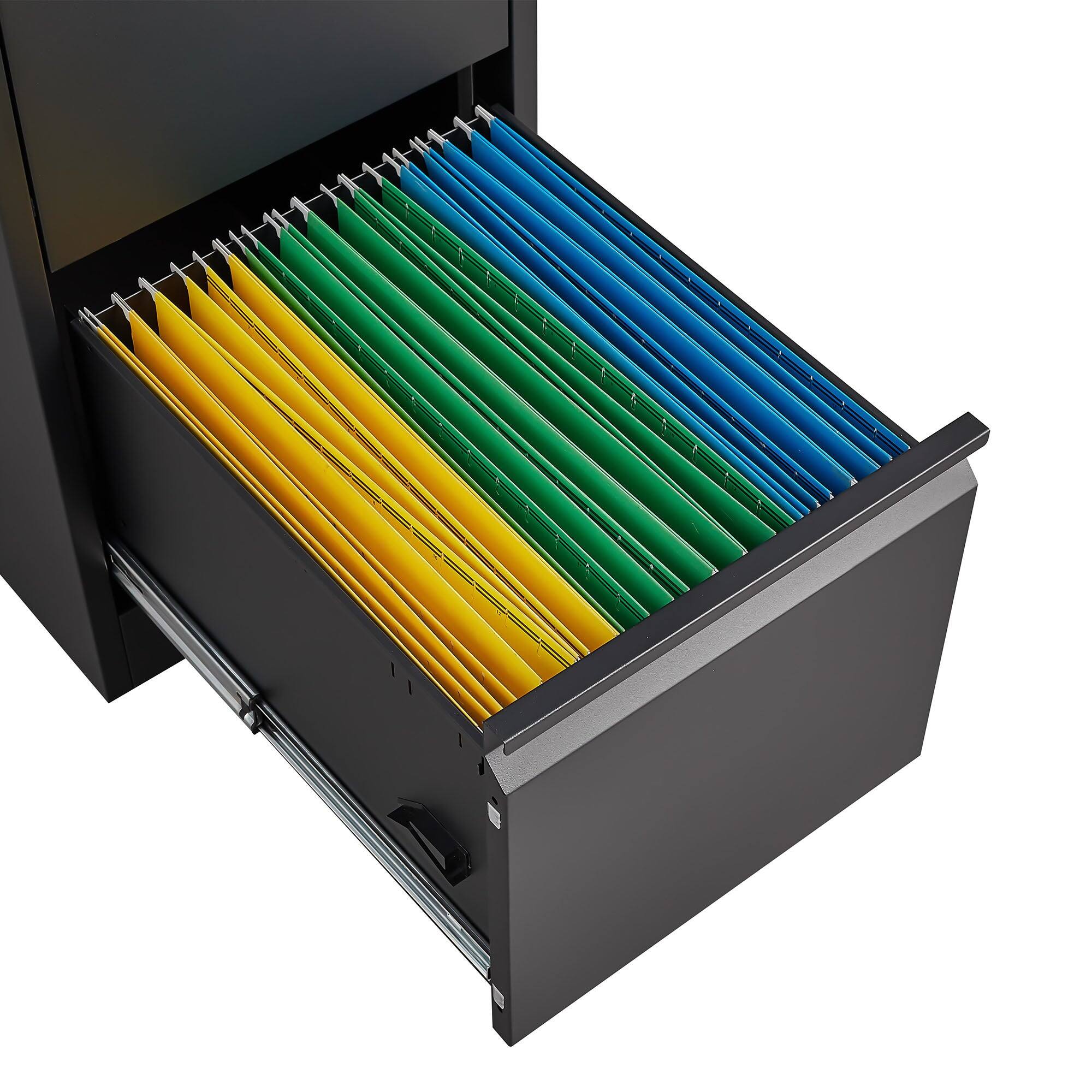 Alt View 3. Boyel Living - Black 3 Drawer Vertical Metal File Cabinet for Home Office Organizer Storage Cabinet Fit Letter/A4/Legal Size File - Black.