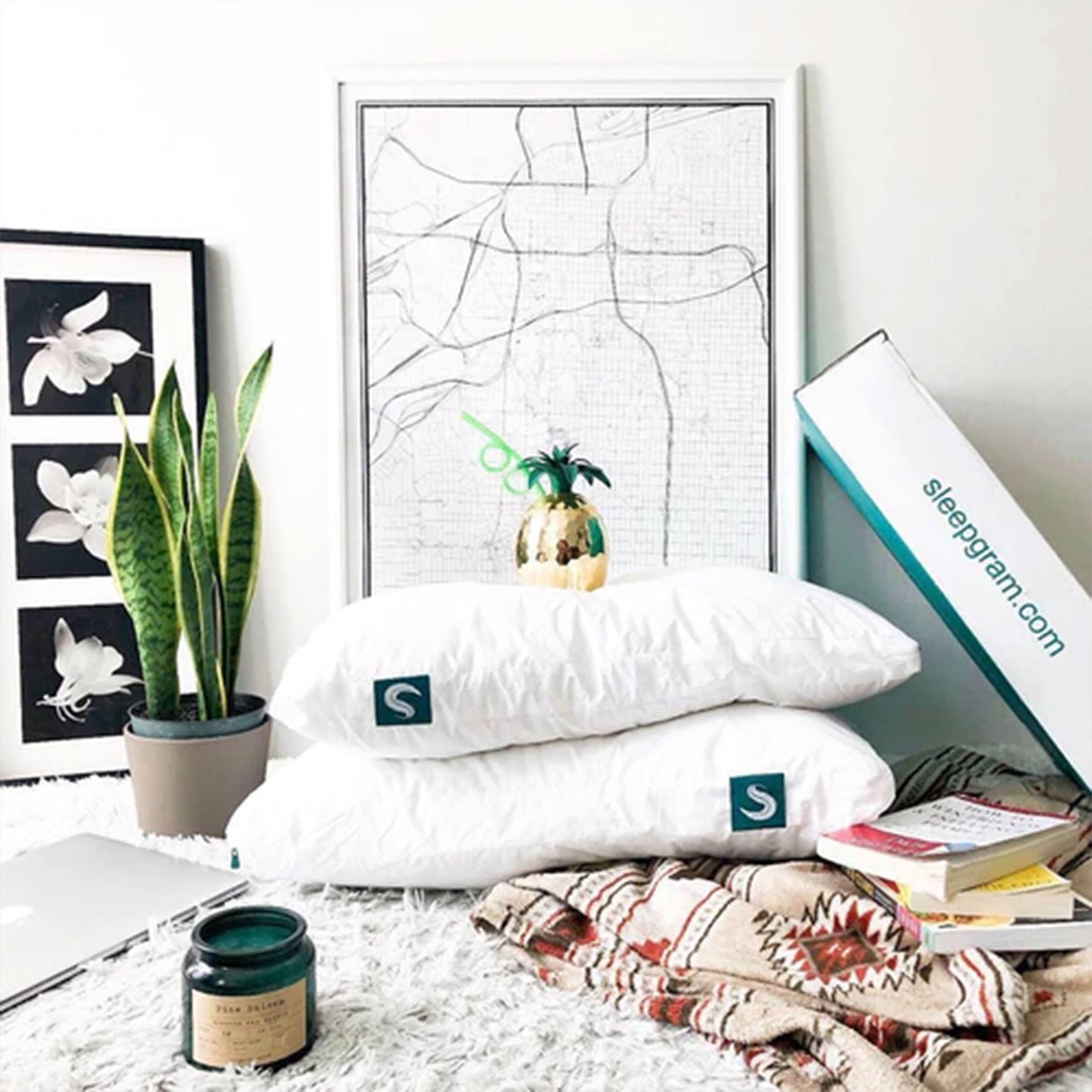 Alt View 2. Sleepgram - Sleepgram Bed Support Sleeping Pillow with Microfiber Cover, Queen Size, White - White.